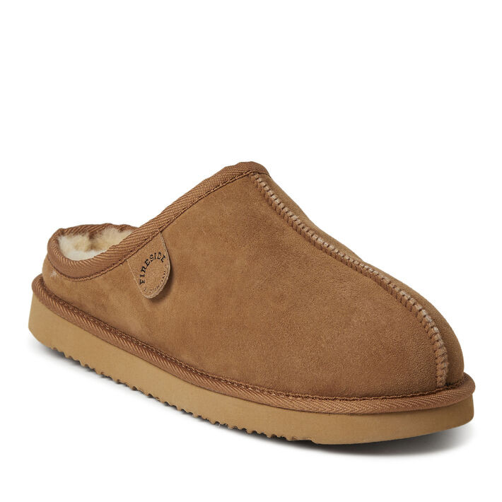 Men's Fireside by Dearfoams Grafton Genuine Shearling Clog Slipper with Woven Accent | Dearfoams