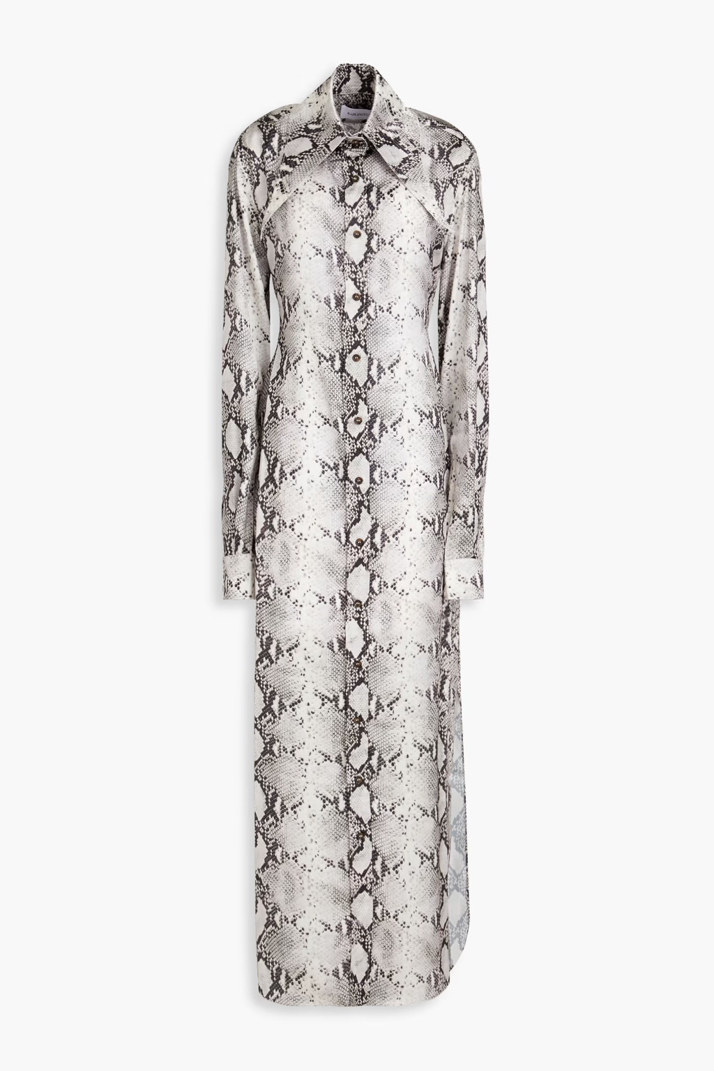 Ione snake-print satin maxi shirt dress | The Outnet (US and CA)