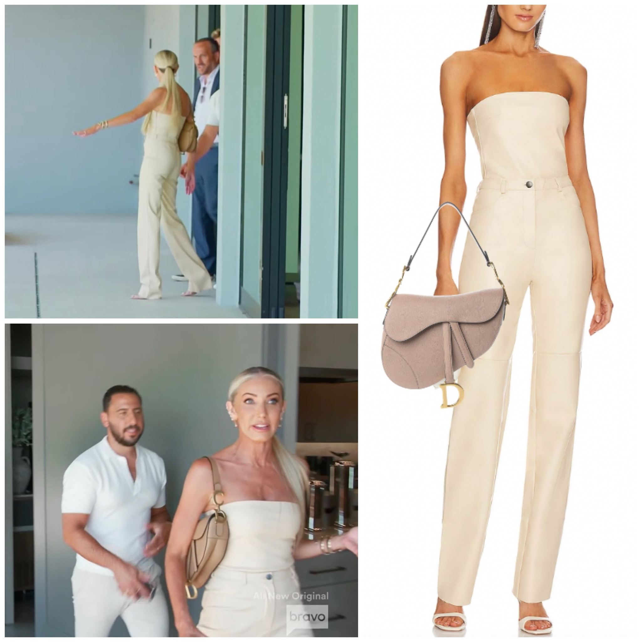 Heather Altman’s Ivory Strapless Faux Leather Top and Pants