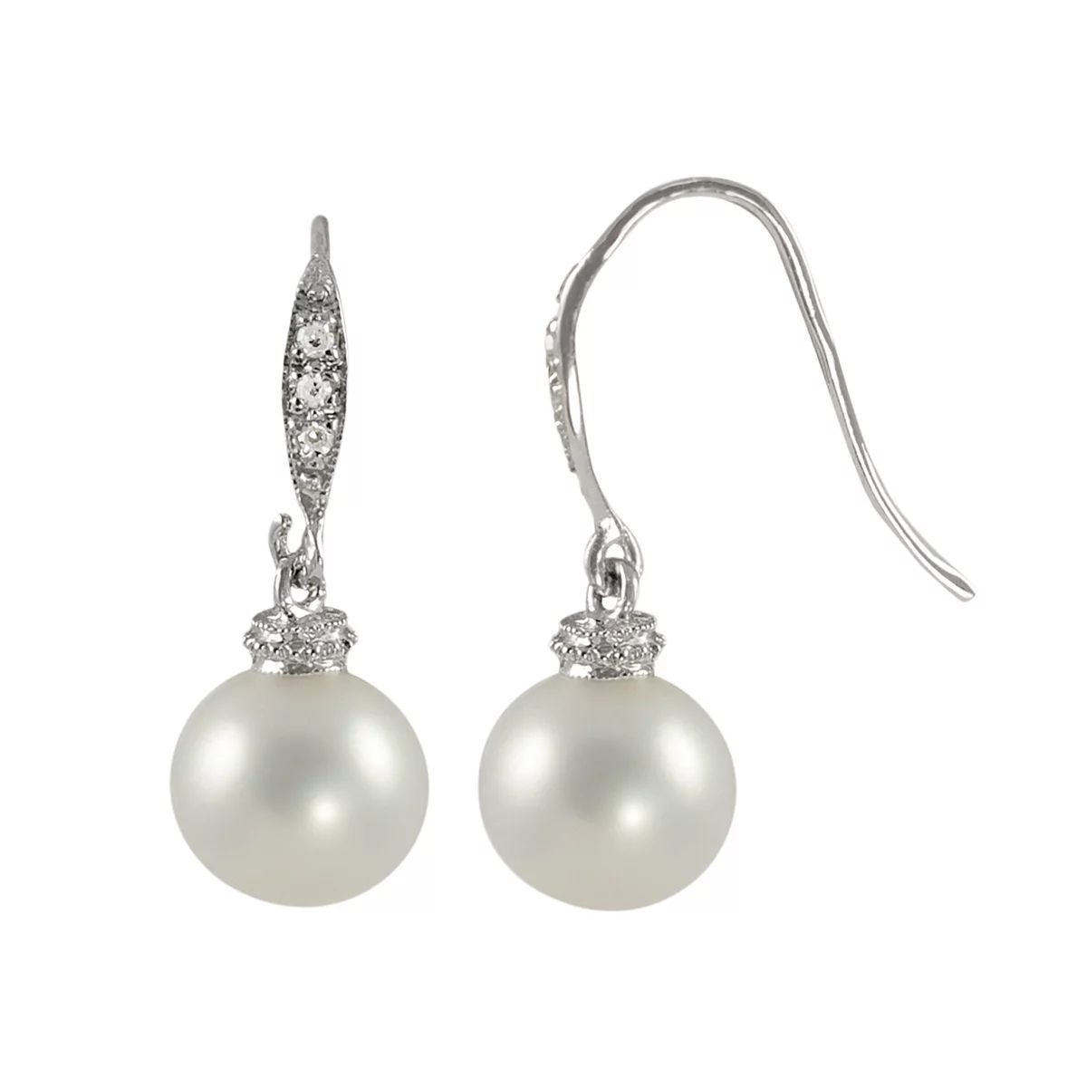 Sterling Silver Freshwater Cultured Pearl and Diamond Accent Drop Earrings | Kohl's