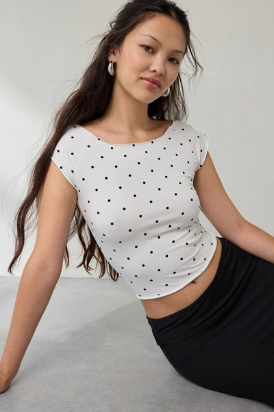 Out From Under Cotton Compression Boatneck Cropped Tee | Urban Outfitters (US and RoW)
