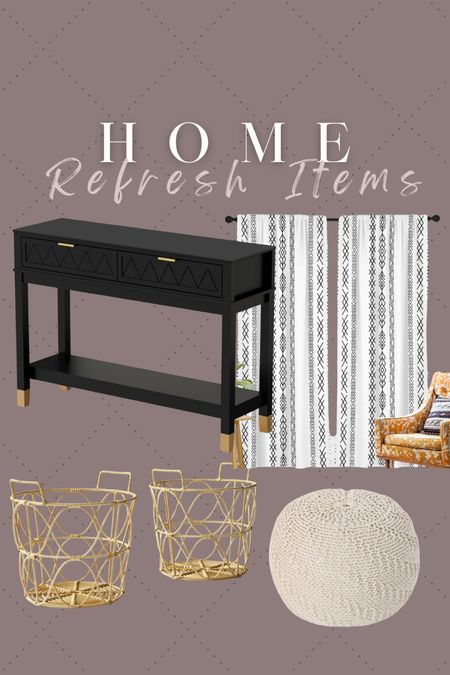 More home refresh items!  Ordered this console from Amazon for our bedroom and baskets from Walmart to go on the bottom for some extra storage. New poufs for our living room. New curtains for our bedroom  

#LTKSeasonal #LTKfindsunder100 #LTKhome
