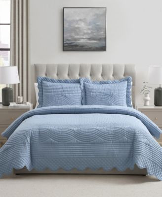 Vcny Home Scallop Microfiber Quilt Sets | Macy's