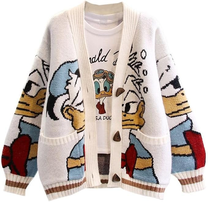 Sjhplzjyer Cartoon Sweater Women Girls Cardigan Sweaters V Neck Long Sleeve Women's Button Knitte... | Amazon (US)
