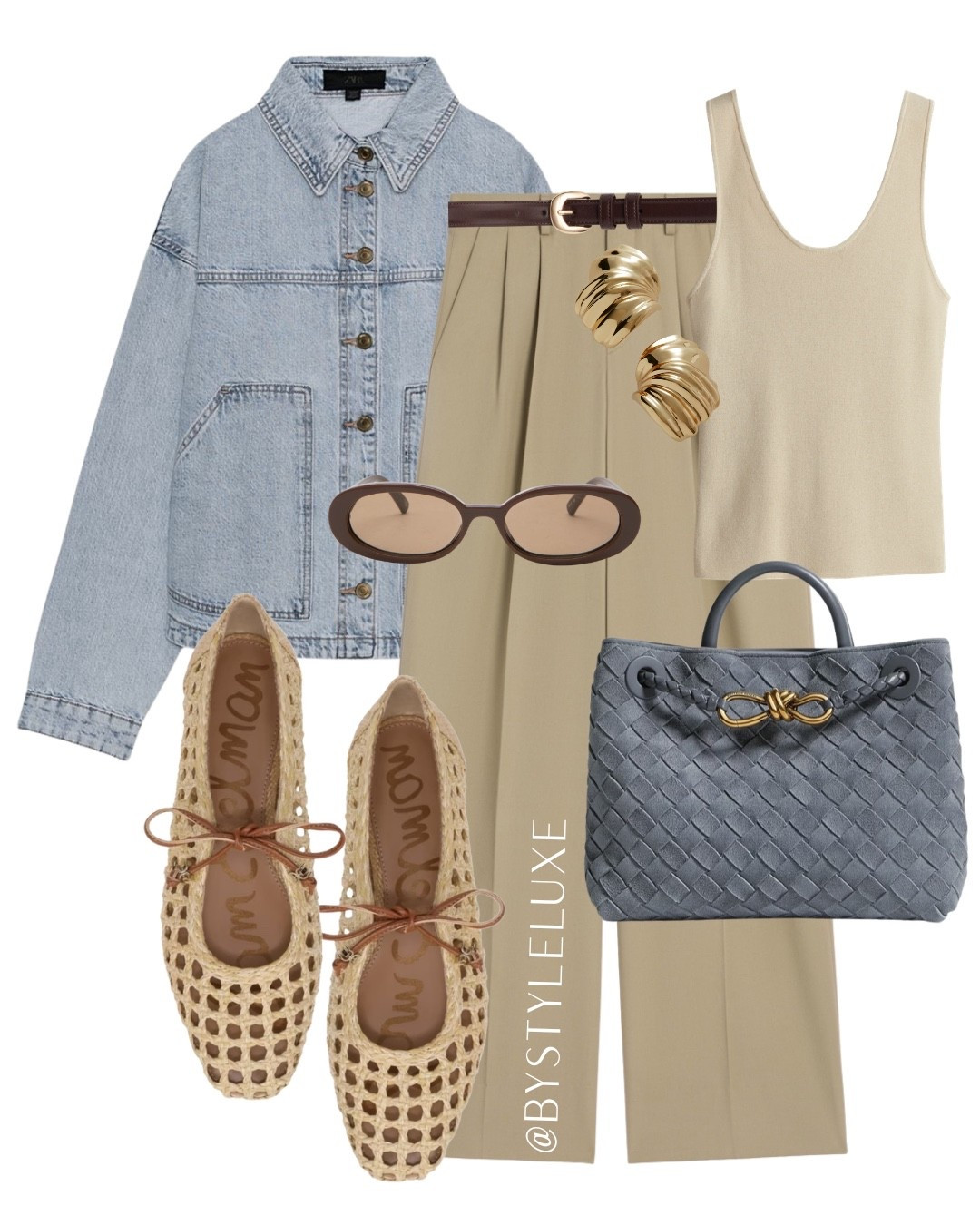 BLUE DENIM - A spring must have jacket styled with trousers and crochet flats for an elevated everyday outfit 

#denimjacket #springoutfit #tailoredtrousers 

#LTKshoes #LTKeurope #LTKspring