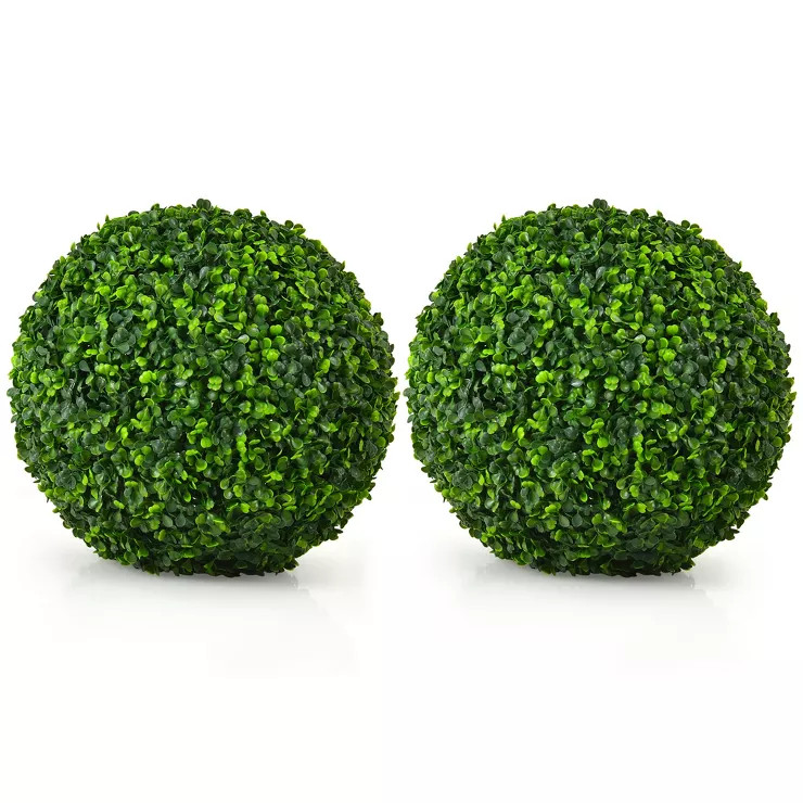 Costway 2 PCS 15.7'' Artificial Boxwood Topiary Balls UV Protected Indoor Outdoor | Target