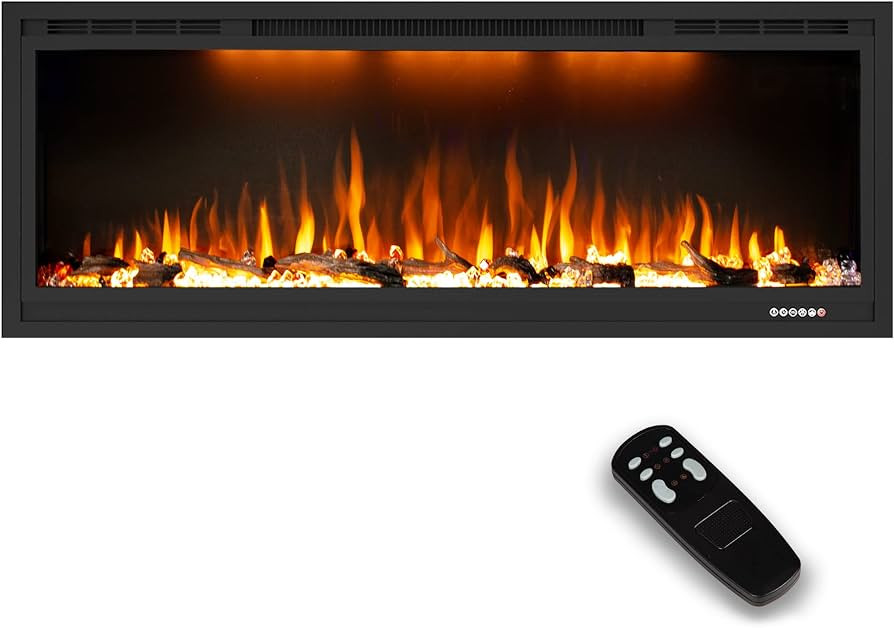 50" Electric Fireplace, Recessed Wall Mounted Fireplace Heater with Remote Control, 750/1500W, 0-... | Amazon (US)