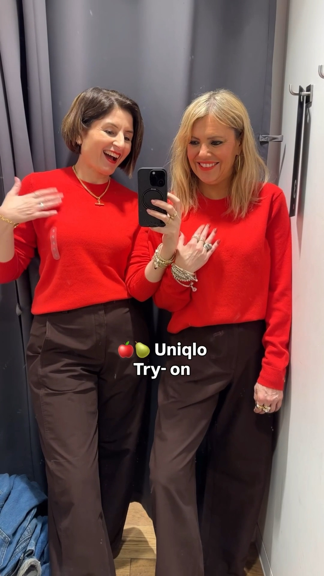 Trying on barrel trousers, curve jeans & a lovely red cashmere knit. Lovely pieces & do well priced  

#LTKsummer #LTKuk #LTKspring
