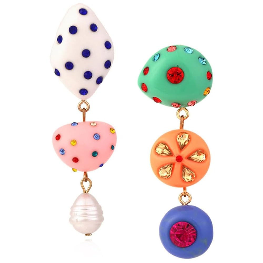 Colorful Earrings Asymmetrical Statement Dangle Earring Long Aesthetic Candy Color Earrings Acryl... | Amazon (US)