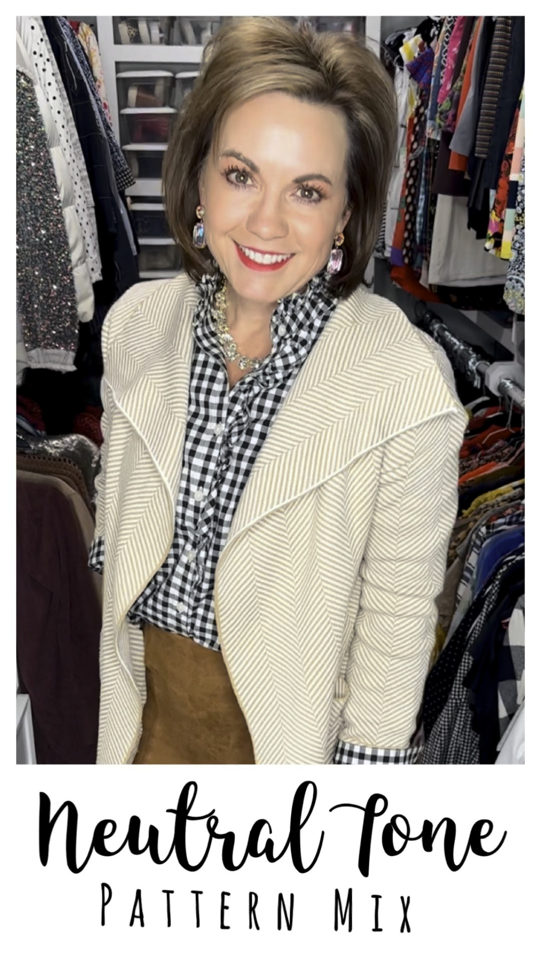 Embracing cozy vibes with a touch of pattern magic! 🍂🖤 Wrapped up in a neutral tone herringbone cardigan coat, faux suede leggings, and a chic black and white gingham check blouse. Paired with classic black boots for the perfect blend of comfort and style. Accessorizing with a dazzling rhinestone statement necklace and bold statement earrings – ready to conquer the day! ✨ #CozyFashion #PatternMixing #NeutralTones #HerringboneCardigan #OutfitInspiration #FashionGoals #ComfortableChic #GinghamBlouse #FallStyle #InstaReel #CasualOutfit #StatementEarrings #RhinestoneNecklace #FauxSuedeLeggings #BlackBoots #FashionEnsemble #EverydayGlam #FashionOnTheGo #GetTheLook #DiscoverUnder10k #InstaStyle #OOTD #FallFashion #StyleAdventure #MixAndMatchFashion #CasualElegance #NeutralOutfit #Fashionista 🍁👢

Why does this pattern mix work? The neutral herringbone pattern of the cardigan acts as a subtle backdrop, allowing the black and white gingham check to pop without overwhelming the look. The mix creates visual interest and a balanced, cohesive ensemble that’s perfect for a comfortable yet stylish day out! Ready to embrace comfort with pattern play? Share your go-to cozy outfit or tag a friend who loves a chic yet laid-back style! Drop a comment with your favorite fall fashion tips and save this reel for your own style inspiration. Let’s step into winter with comfort and style! 🛍️💬🔥 #CozyFashionVibes

#LTKfindsunder50 #LTKstyletip #LTKVideo