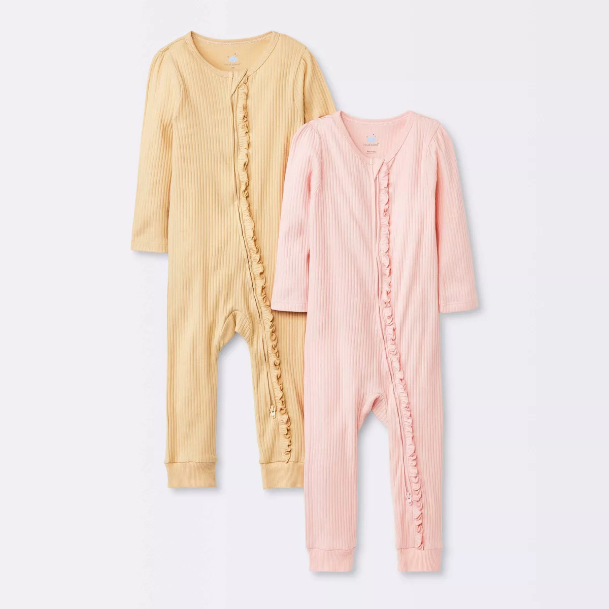 Baby 2pk Basic Wide Rib Romper - Cloud Island™ Pink | Target