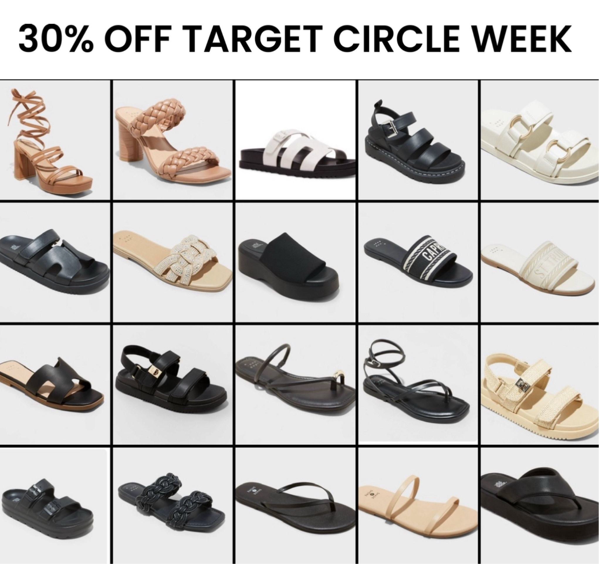 30% OFF TARGET SANDALS FOR TARGET CIRCLE WEEK! Such good finds!! 

Spring haul
Spring sale
Target finds
Target haul
Target shoes

Spring shoes
Sandals
Spring fashion 

#liketkit #LTKshoecrush #LTKfindsunder50 #LTKtravel


#LTKstyletip #LTKxTarget #LTKsalealert
