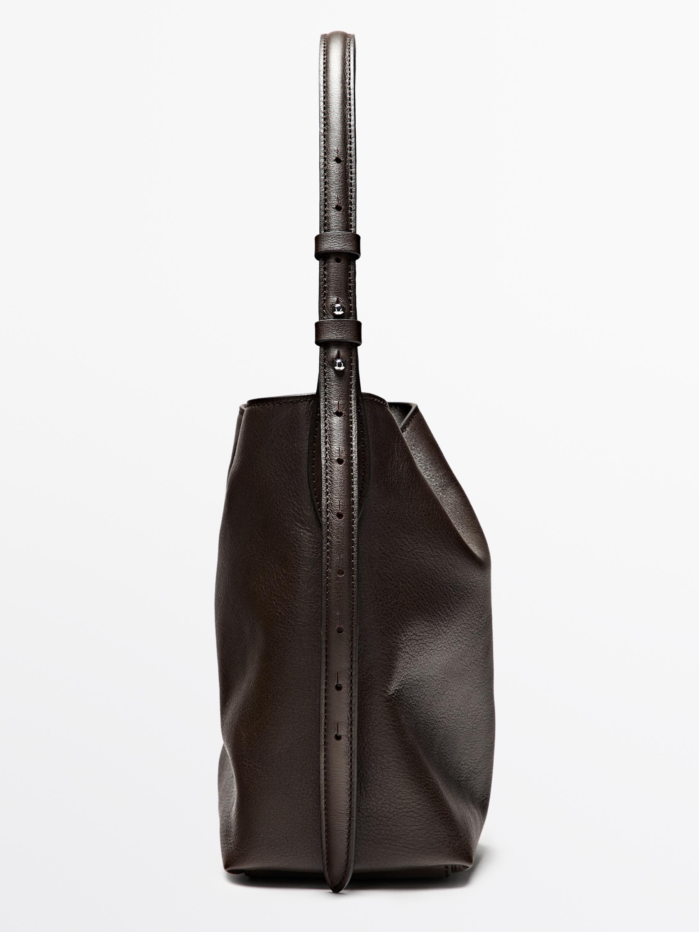 Nappa leather mini bucket bag | Massimo Dutti UK