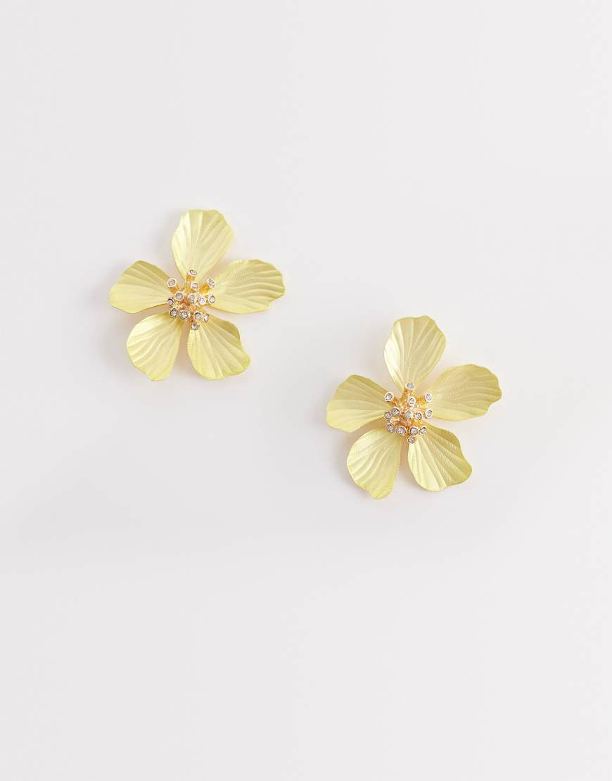 ALDO cammelia flower earrings in yellow | ASOS (Global)