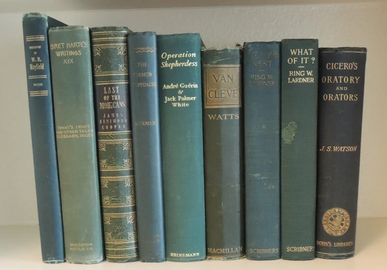 9 GREEN HARDCOVERS Nine Vintage Volumes 7.25" to 8.75" Tall, Exact Stack is 11.5" Thick Green Boo... | Etsy (US)