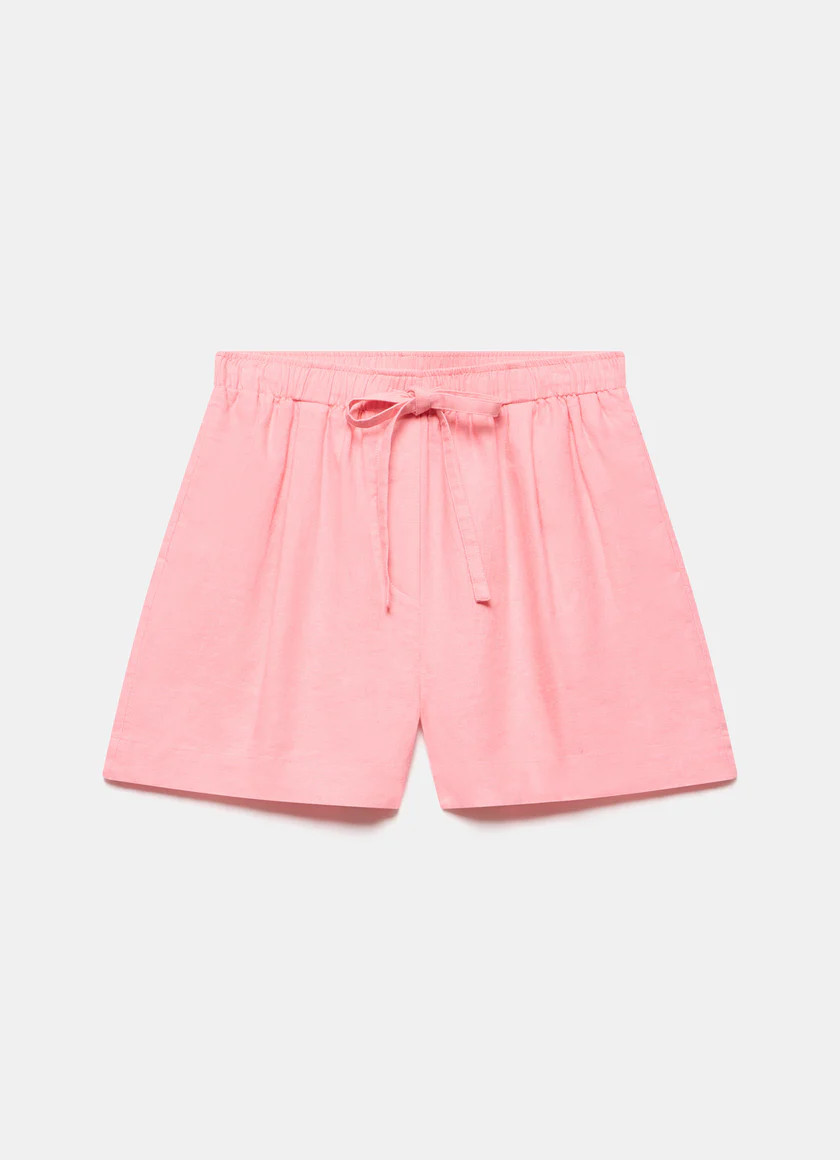 Pink Drawstring Linen Shorts | Mint Velvet