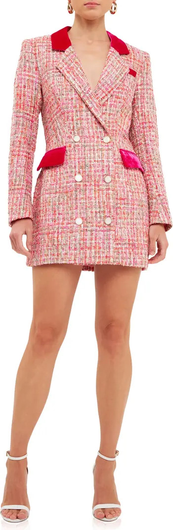 Premium Tweed Long Sleeve Blazer Minidress | Nordstrom