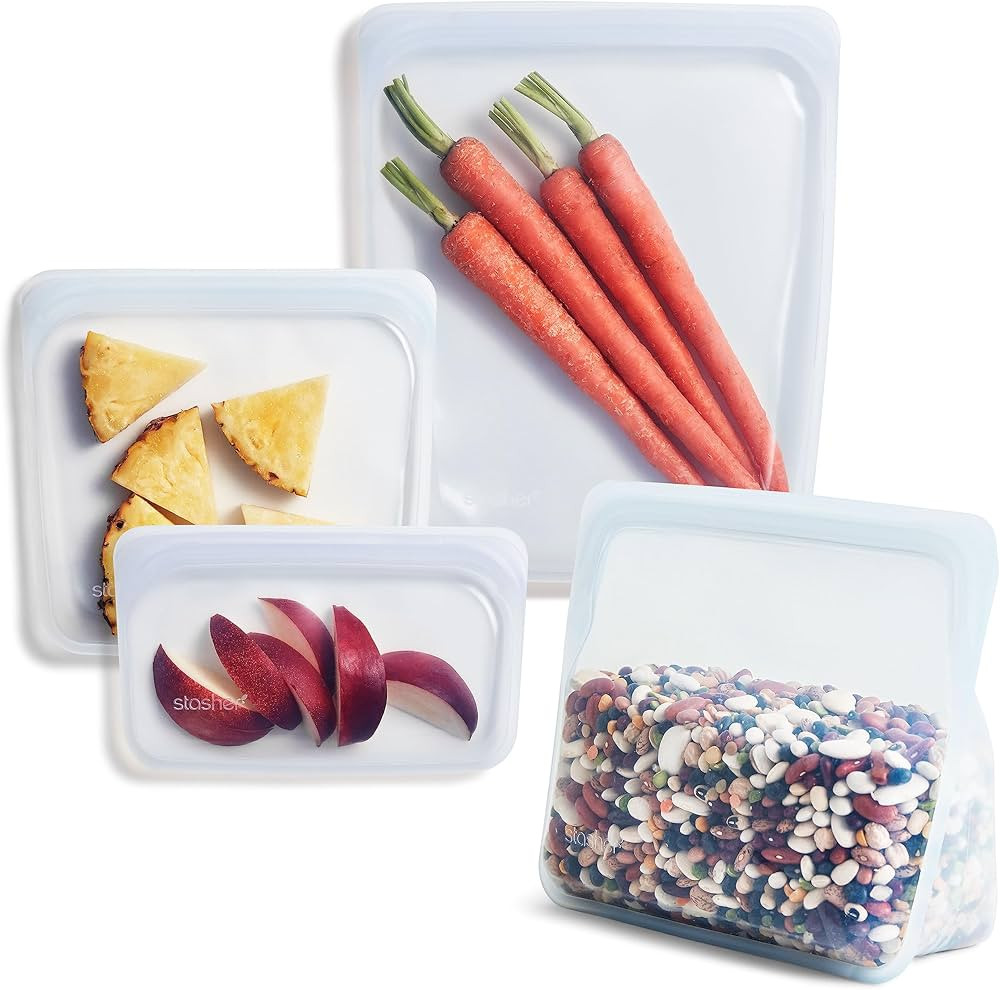 Stasher Platinum Silicone Food Grade Reusable Storage Bag, Clear (Bundle 4-Pack Large) | Reduce S... | Amazon (US)