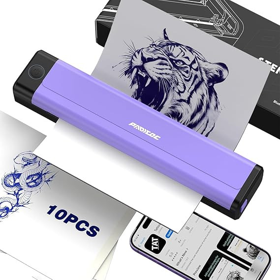 Padieoe Tattoo Stencil Printer with 10Pcs Transfer Paper - Bluetooth, Wireless, 2000mAh - Portabl... | Amazon (US)
