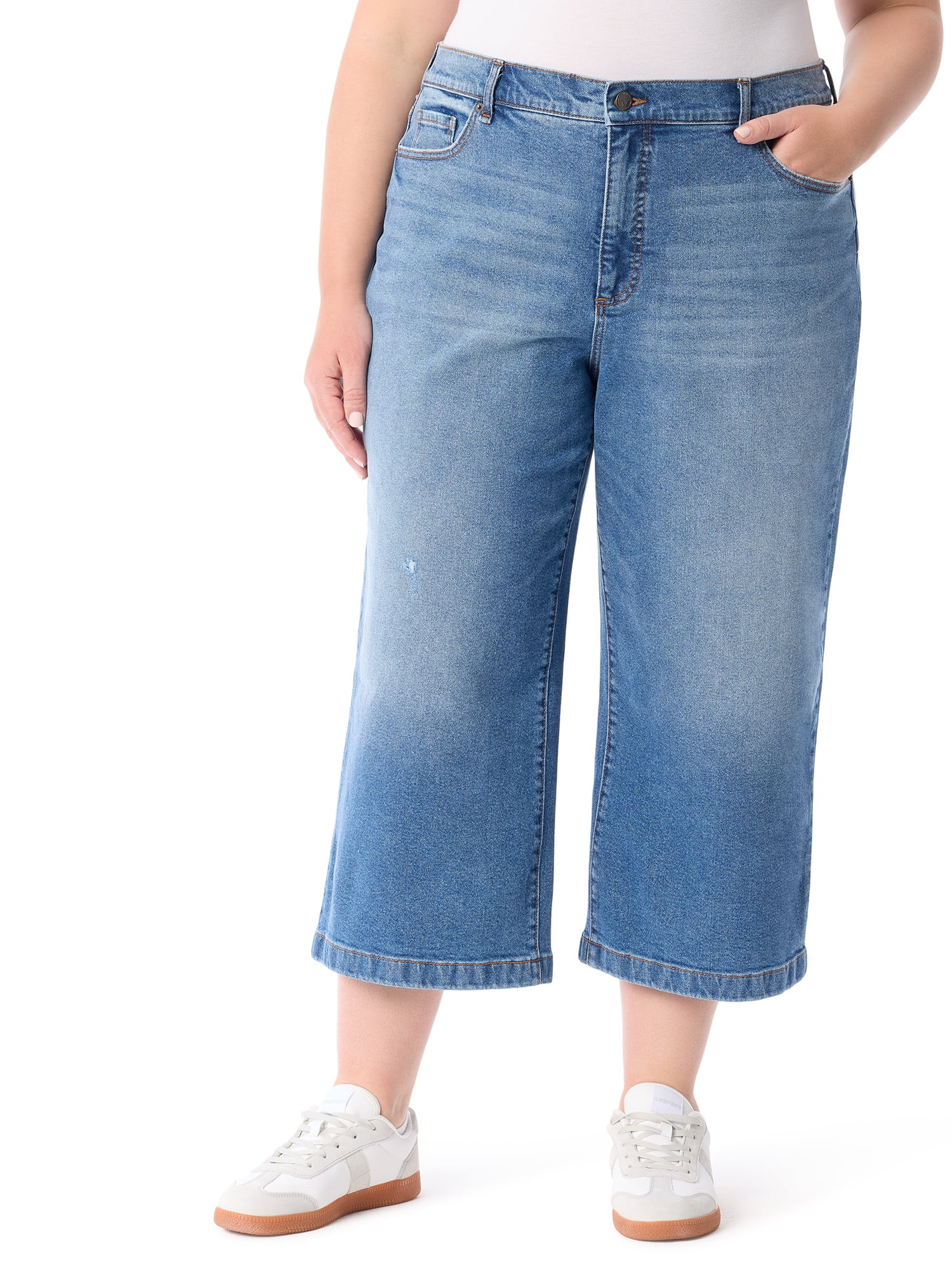 Jessica Simpson Women's and Women's Plus Wide Leg Crop Jeans, Sizes 2-26W - Walmart.com | Walmart (US)