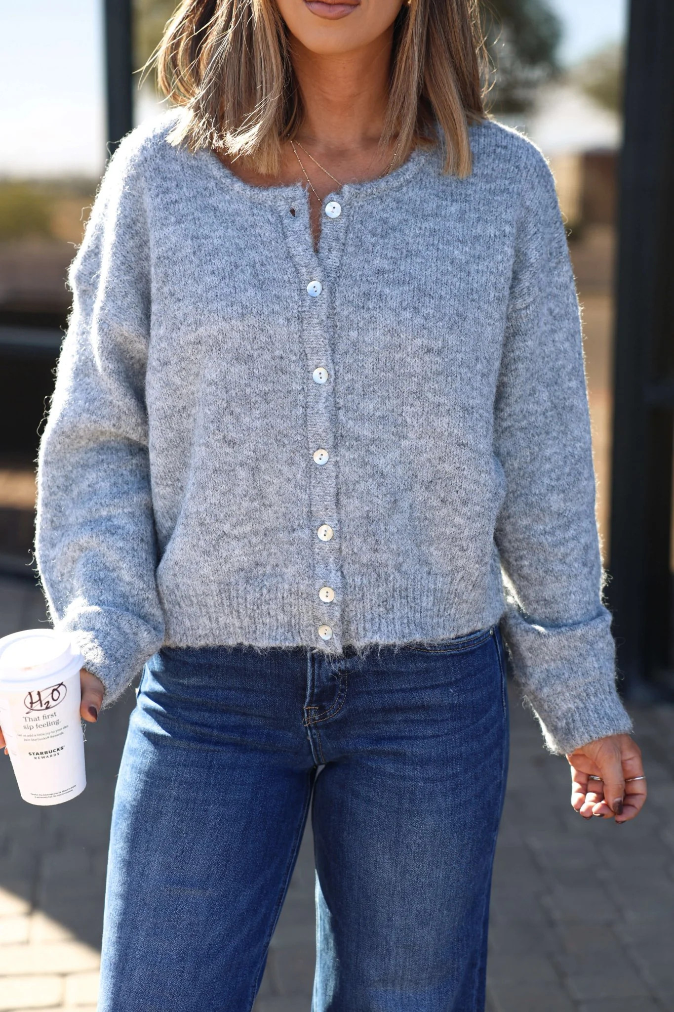 Lucille Grey Button Down Sweater Cardigan | Magnolia Boutique