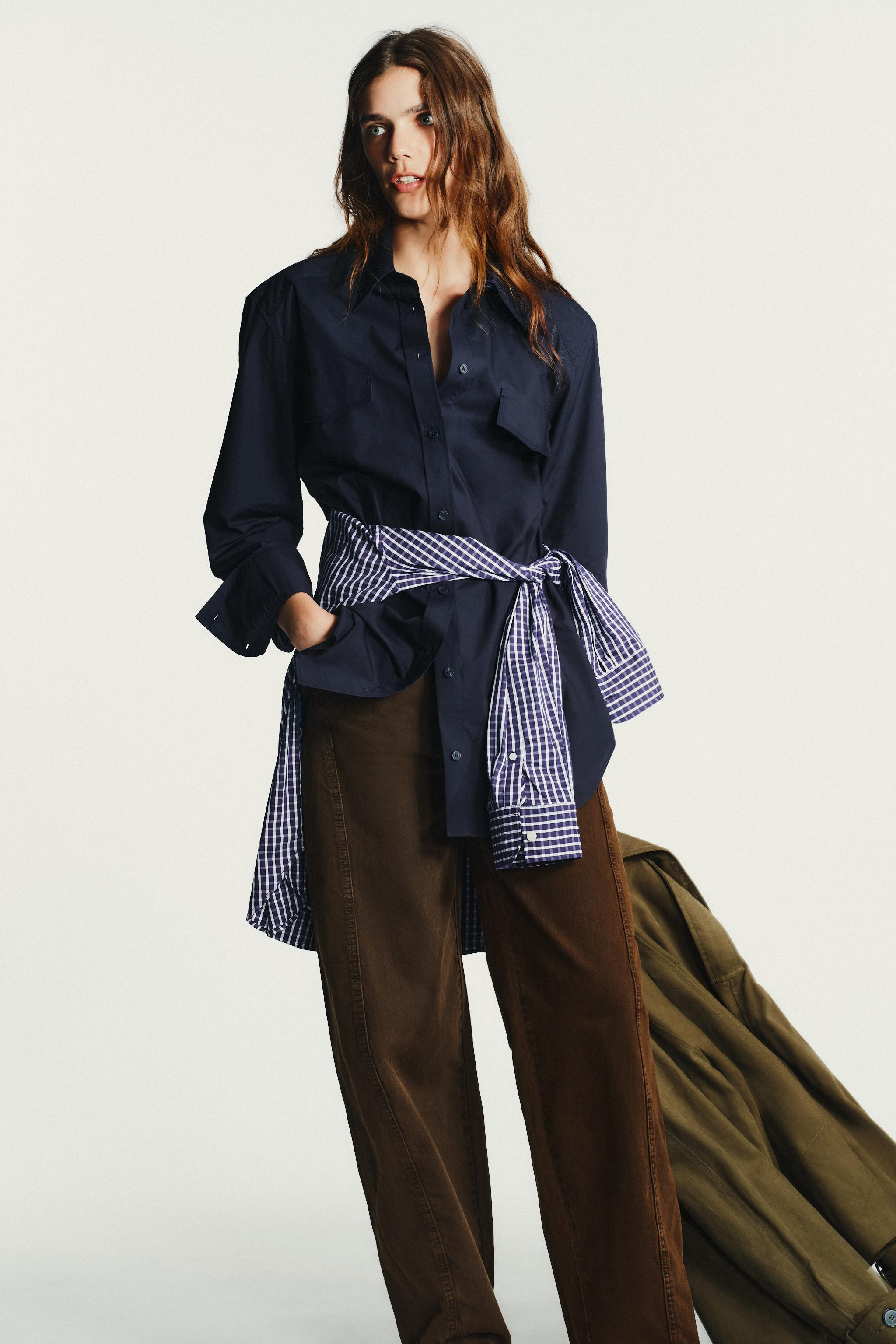 POPLIN SHIRT WITH SHOULDER PADS | Zara UK