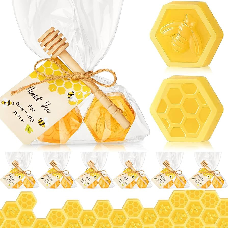 100 Pcs Baby Shower Bee Party Favors Honeycomb Soap Honeycomb Bee Soap with Honeycomb Stick Handm... | Amazon (US)