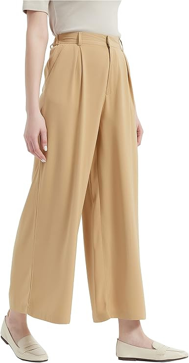 Tronjori Women High Waist Casual Wide Leg Long Palazzo Pants Trousers Regular Size | Amazon (US)