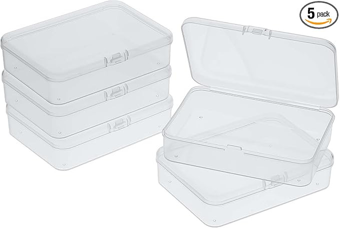 5 Pcs Mini Plastic Storage Containers Box with Lid, Small Storage Containers Travel Case 4x3x1 In... | Amazon (US)