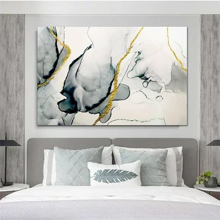 golded black white cuadros wall art abstract oil painting modern living room 100x70cm Frame:No fr... | Walmart (US)