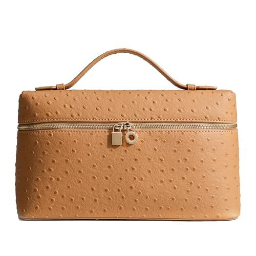 Rejolly L27 Large Top-Handle Pouch Bag for Women Leather Shoulder Crossbody Handbag Quiet Luxury Trendy Designer Purse (Ostrich Light Brown (Gold Hardware)) | Amazon (US)