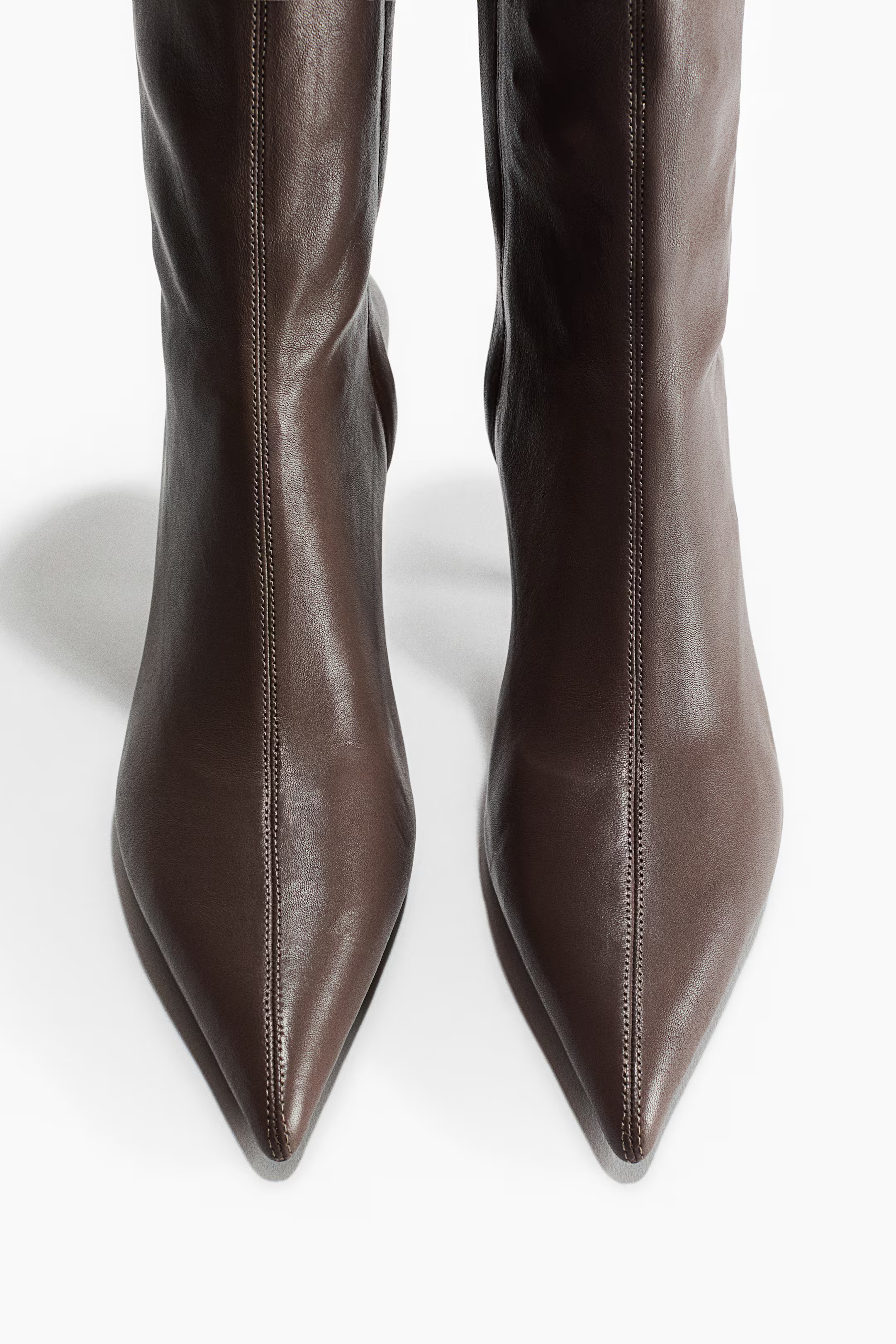 Leather sock boots - Dark mole - Ladies | H&M GB | H&M (UK, MY, IN, SG, PH, TW, HK)