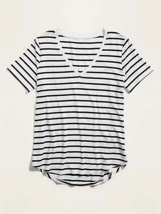 Luxe Striped V-Neck Tee for Women | Old Navy (CA)