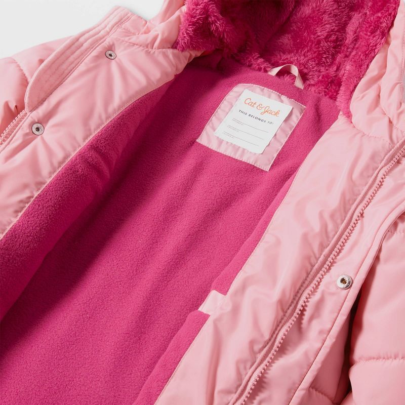 Girls' Solid Puffer Jacket - Cat & Jack™ Pink | Target
