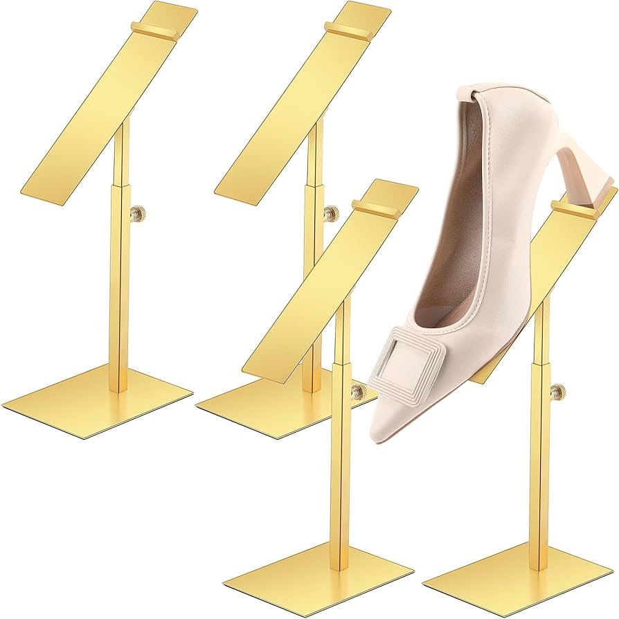 Therwen 4 Pcs Gold Shoe Display Stand Shoe Rack Stainless Steel Golden Metal Riser High Heel Disp... | Amazon (US)