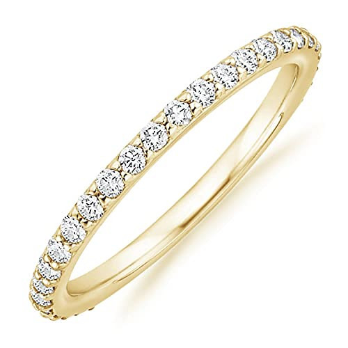 PAVOI 14K Gold Plated Cubic Zirconia Diamond Stackable Eternity Bands Yellow Gold for Women Size 6 | Amazon (US)