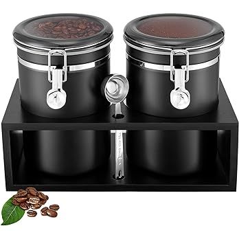 Yangbaga 2 x 66 OZ Coffee Canisters with Shelf, 304 Stainless Steel Coffee Station Container for ... | Amazon (US)