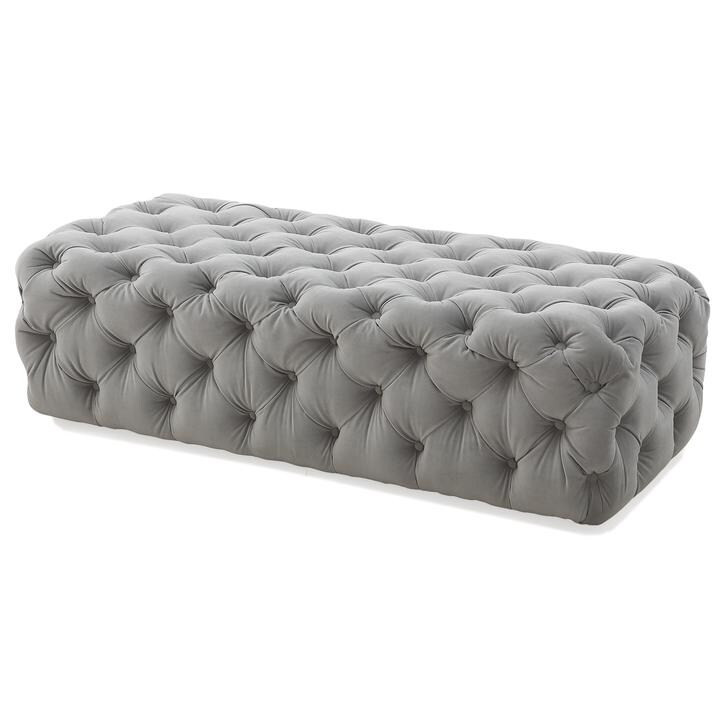 M73 Tufted Bench in Velvet (Grey) | Bed Bath & Beyond