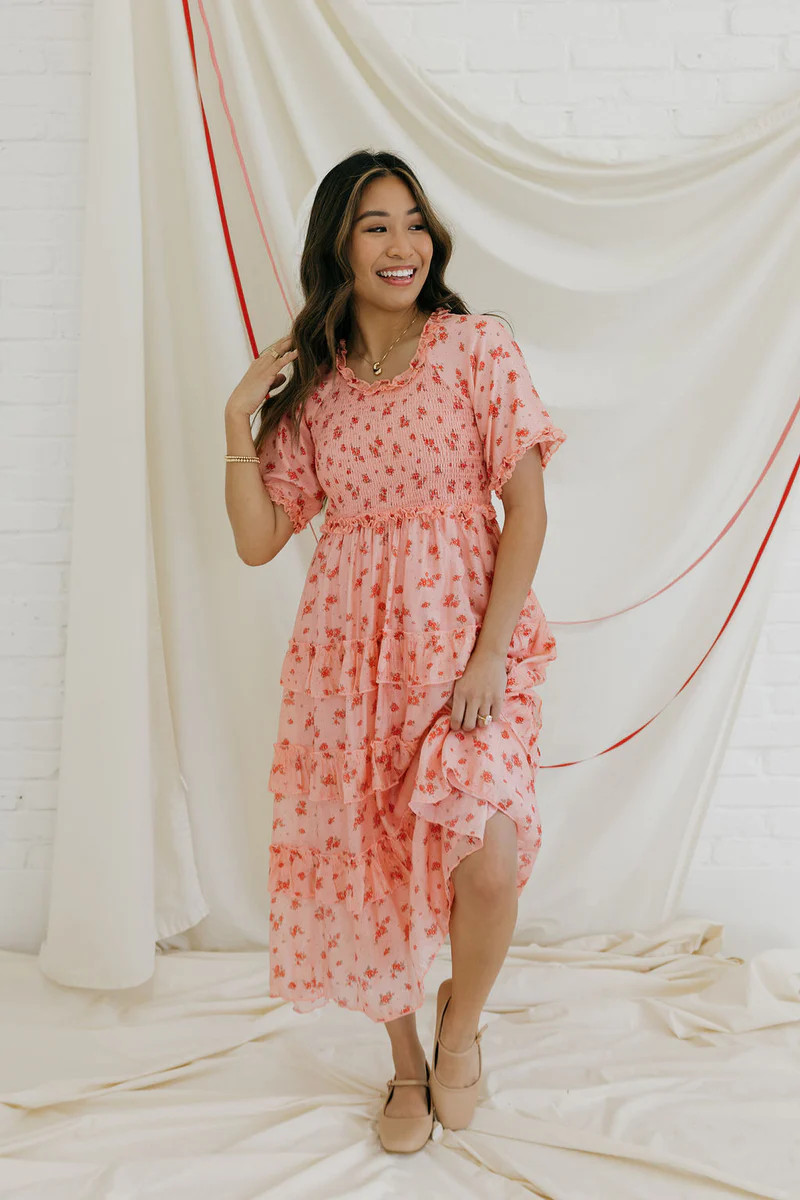 Forever Yours Dress-Peach Multi | Love Olive Co