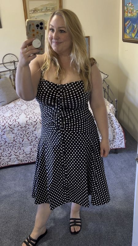 Polka dot dress! Perfect for Spring and summer! Definitely gives retro vibes! It’s so flattering for curves and it’s definitely big bust friendly! It’s very stretchy!
I’m wearing size 12 

#LTKstyletip #LTKSeasonal #LTKmidsize