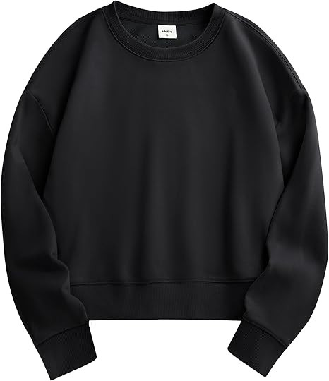 Stelle Cropped Sweatshirts for Women Cotton Long Sleeve Crop Tops Crewneck Pullover Oversized Swe... | Amazon (US)