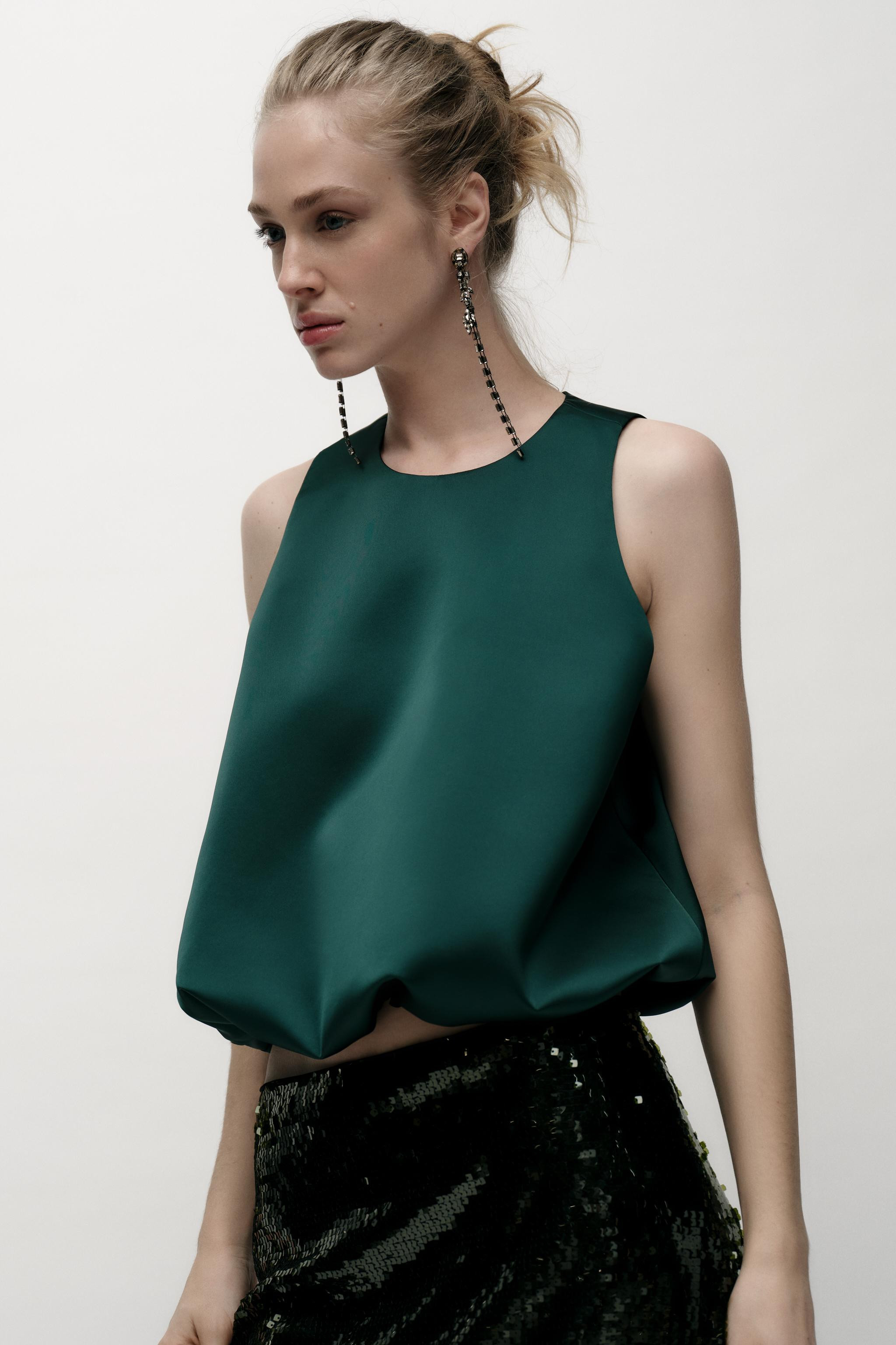 SATIN BALLOON TOP | Zara US
