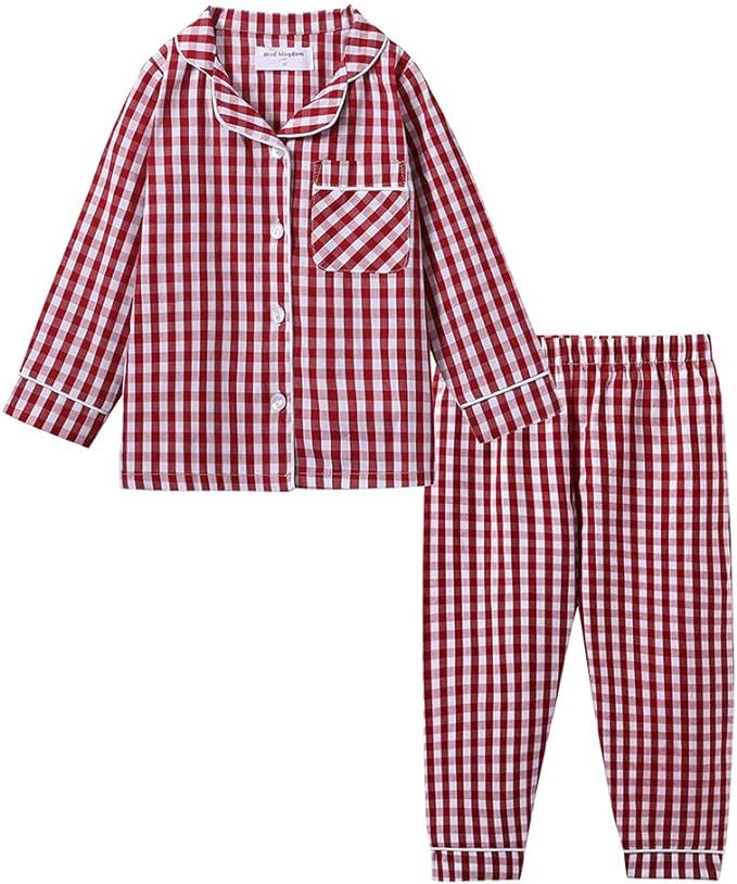 Mud Kingdom Boutique Girls Boys Pajamas Set Collared Long Sleeve Sleepwear | Amazon (US)