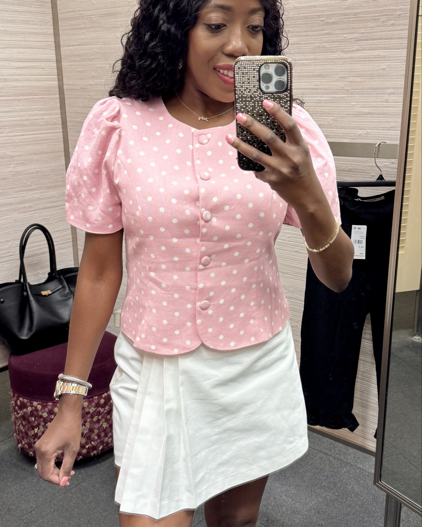 Found the cutest polka dot top and I just had to have it. 
True to size. Wearing a small. 

Spring Outfits, Spring Outfits 2026, Summer Outfits, 

#LTKMothersDay #LTKOver40 #LTKootd