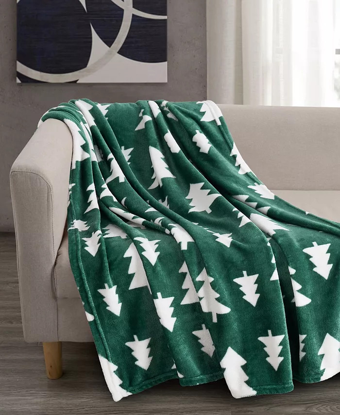 Holiday Forest Velvet Throw, 50" x 60" | Macy's