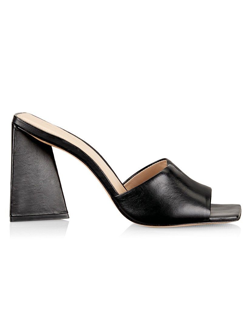 COLLECTION Triangle Leather Block-Heel Mules | Saks Fifth Avenue