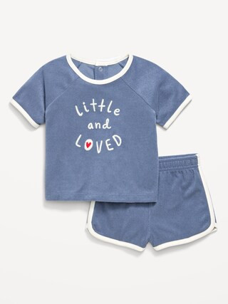 Short-Sleeve Terry Graphic Top and Shorts Set for Baby | Old Navy (US)
