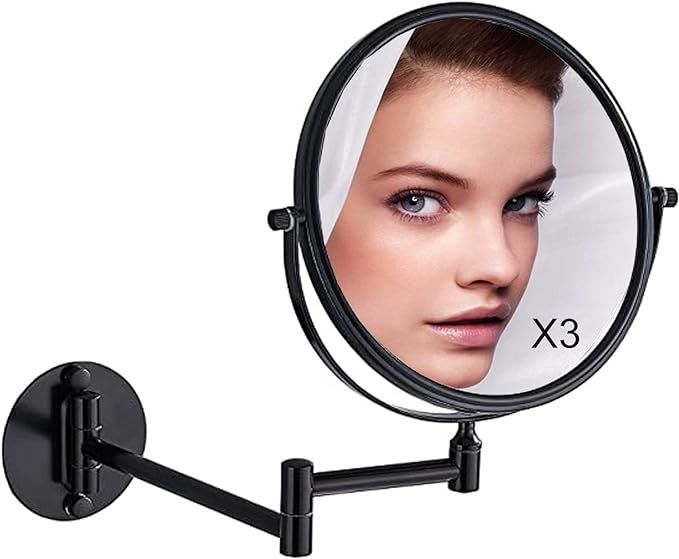Beelee Makeup Mirror Wall Mounted with 3X Magnifying,3X Magnification Makeup Mirror Adjustable He... | Amazon (US)