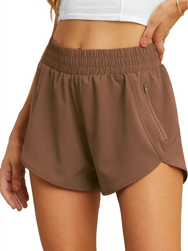 Cueply Women's Running Shorts High Waisted Athletic Gym Workout Shorts with Liner Zipper Pockets | Walmart (US)
