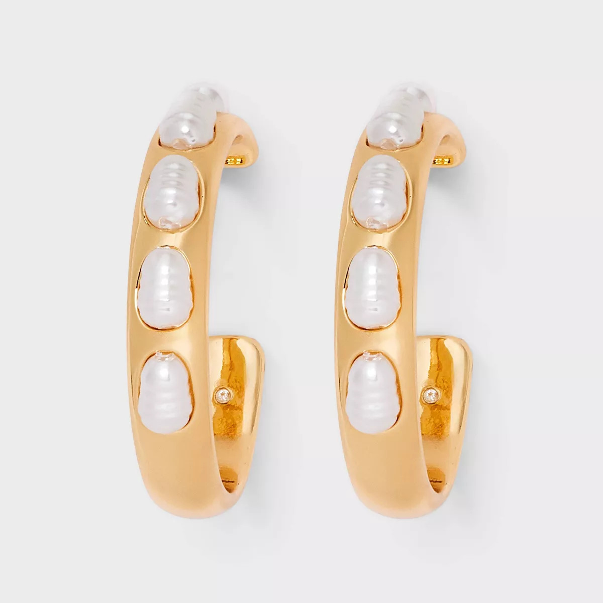 Pearl Inlay Hoop Earrings - A New Day™ Pearl/Gold | Target